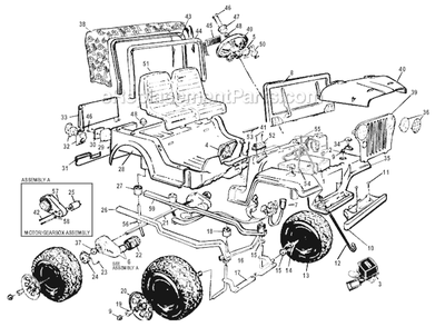 Page A Diagram and Parts List for 76821-9993  Power Wheels Ride-On Cars